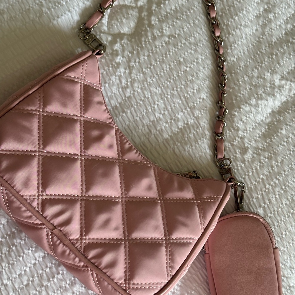 Steve Madden Quilted Shoulder Bag in Blush Pink with Chain Strap - Picture 2 of 2